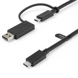 【新品/取寄品/代引不可】USB Type-C ケーブル/1m/USB-C-USB-A変換アダプタ付き/USB-C-USB-C(