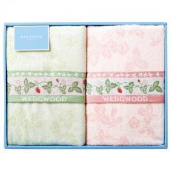 WEDGWOOD ウェッジウッド ワイルドストロベリー タオルケット2P ピンク&グリーン FR83120051 寝具 綿100% シングルサイズ